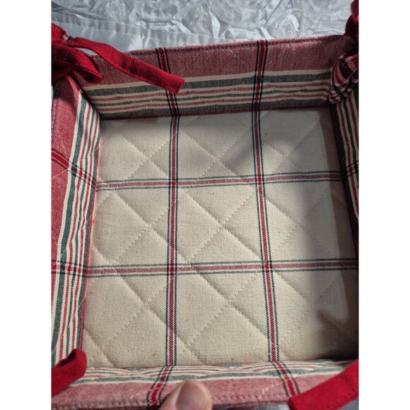 Park Designs Fabric Basket Or Liner Red/Green/Cream Plaid 8 x 8 - Picture 8 of 11